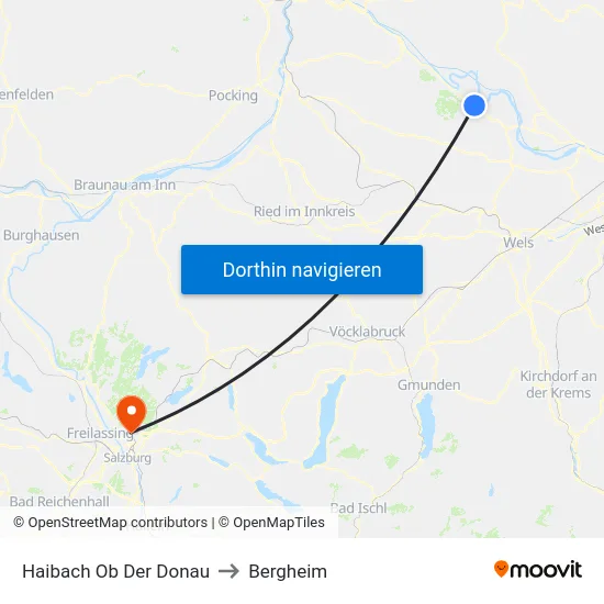 Haibach Ob Der Donau to Bergheim map