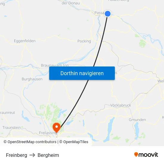 Freinberg to Bergheim map