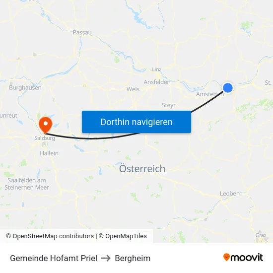 Gemeinde Hofamt Priel to Bergheim map