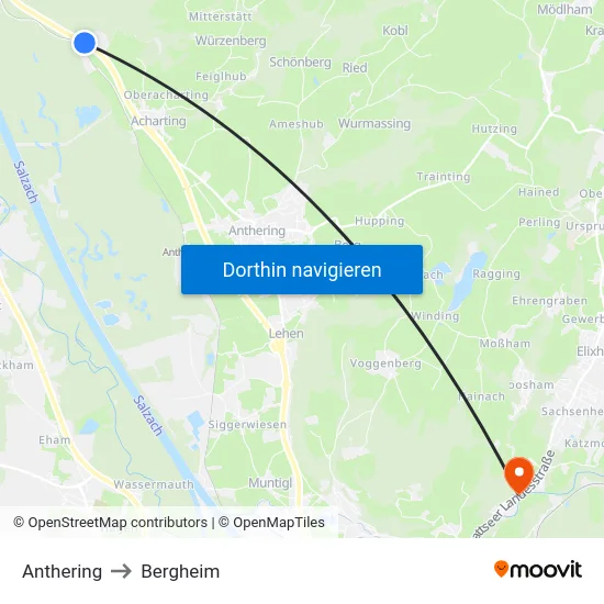 Anthering to Bergheim map