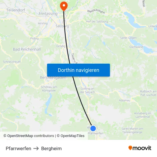 Pfarrwerfen to Bergheim map