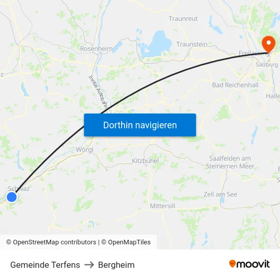 Gemeinde Terfens to Bergheim map
