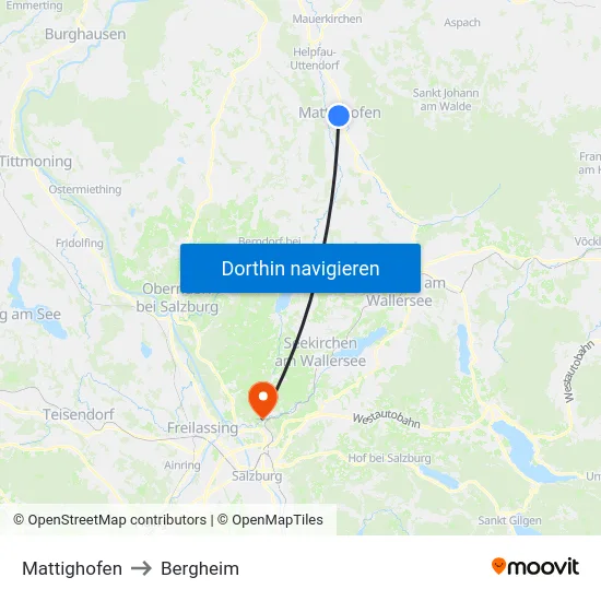 Mattighofen to Bergheim map