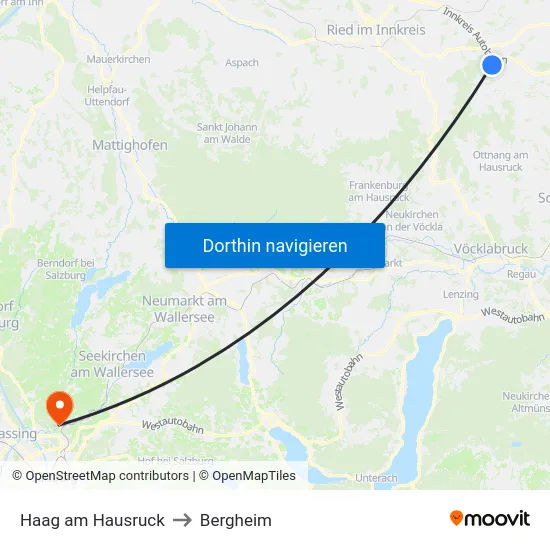 Haag am Hausruck to Bergheim map
