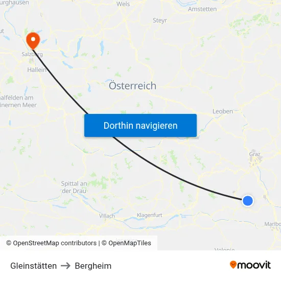 Gleinstätten to Bergheim map