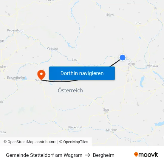 Gemeinde Stetteldorf am Wagram to Bergheim map