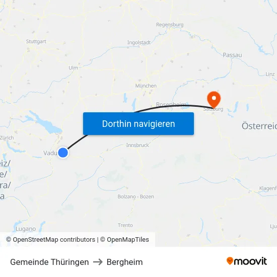 Gemeinde Thüringen to Bergheim map