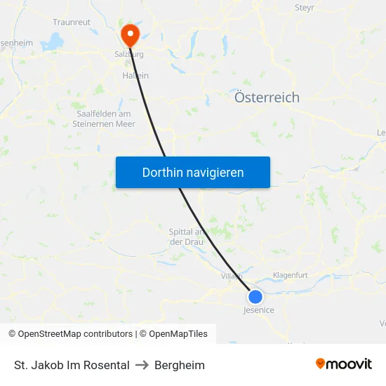 St. Jakob Im Rosental to Bergheim map