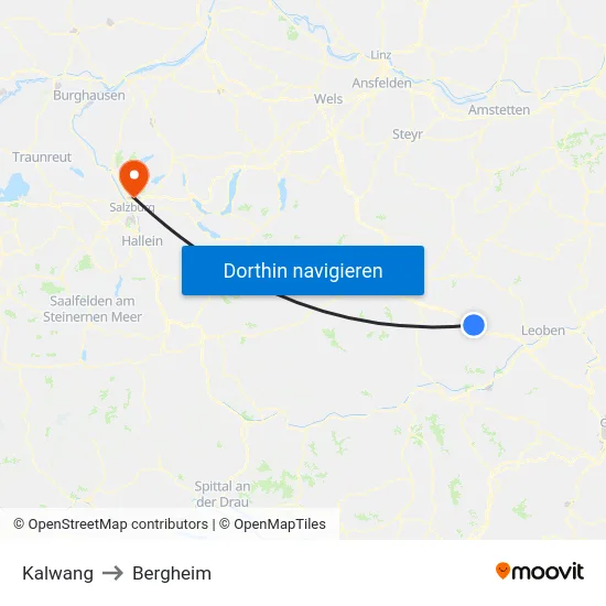 Kalwang to Bergheim map