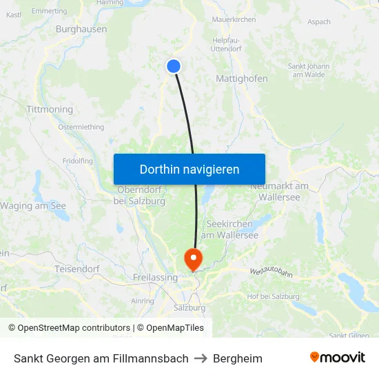 Sankt Georgen am Fillmannsbach to Bergheim map