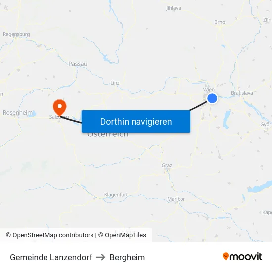 Gemeinde Lanzendorf to Bergheim map