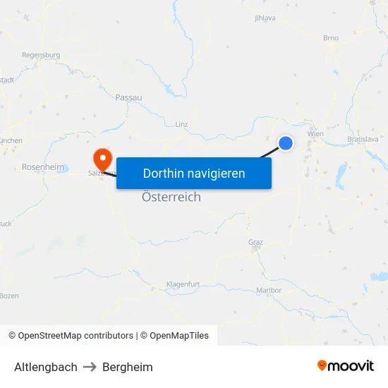 Altlengbach to Bergheim map