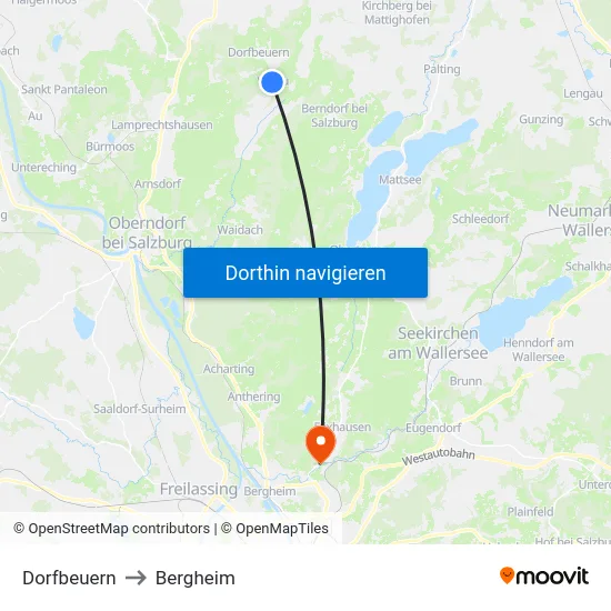 Dorfbeuern to Bergheim map