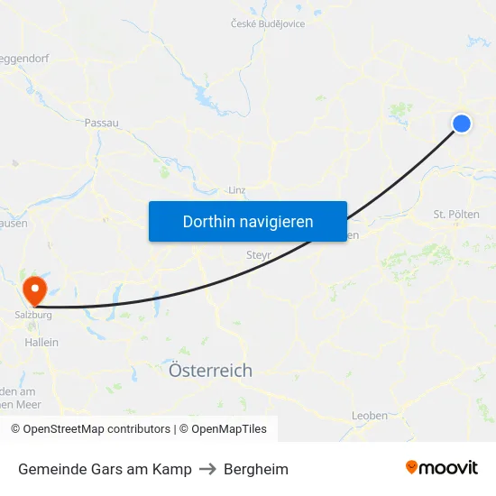 Gemeinde Gars am Kamp to Bergheim map