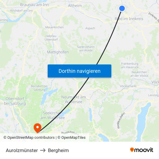 Aurolzmünster to Bergheim map