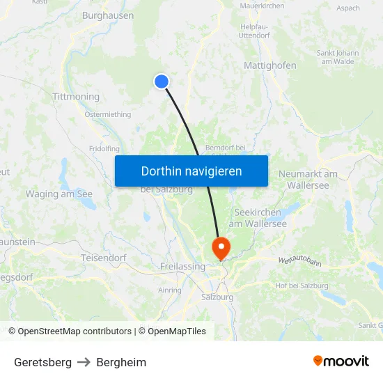 Geretsberg to Bergheim map