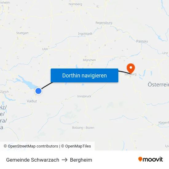 Gemeinde Schwarzach to Bergheim map