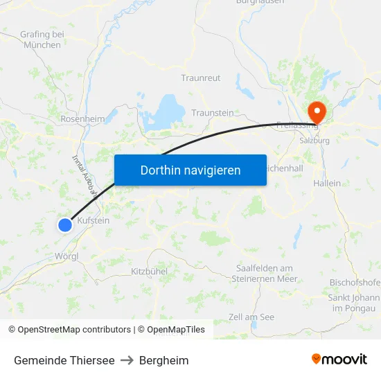 Gemeinde Thiersee to Bergheim map
