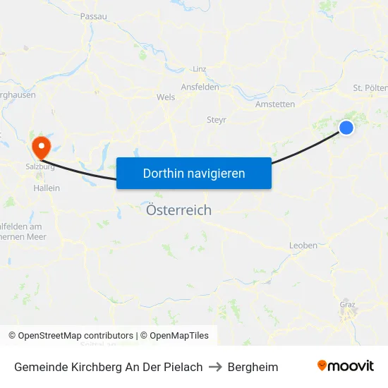 Gemeinde Kirchberg An Der Pielach to Bergheim map
