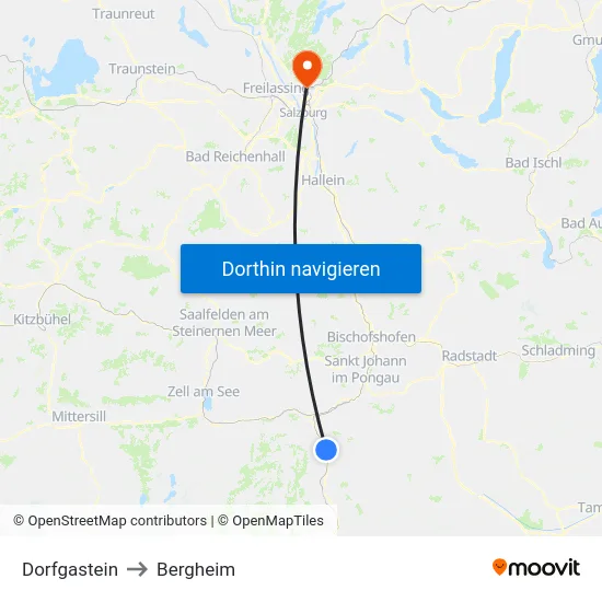 Dorfgastein to Bergheim map