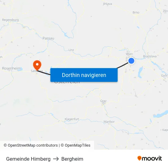 Gemeinde Himberg to Bergheim map