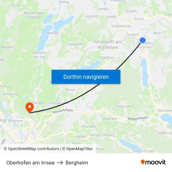 Oberhofen am Irrsee to Bergheim map