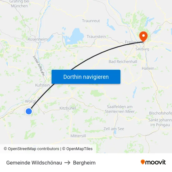 Gemeinde Wildschönau to Bergheim map