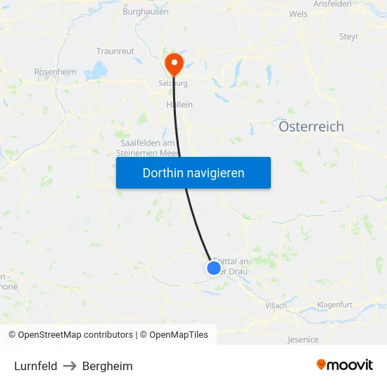Lurnfeld to Bergheim map