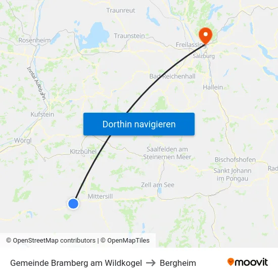 Gemeinde Bramberg am Wildkogel to Bergheim map