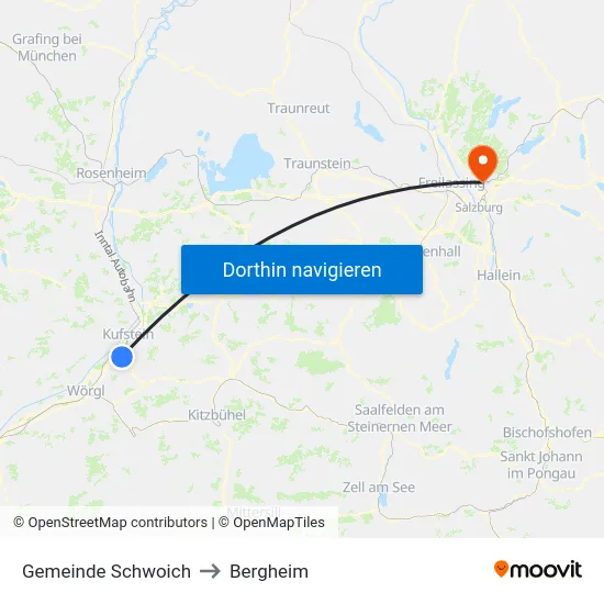 Gemeinde Schwoich to Bergheim map