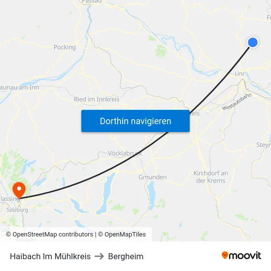 Haibach Im Mühlkreis to Bergheim map