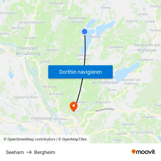 Seeham to Bergheim map