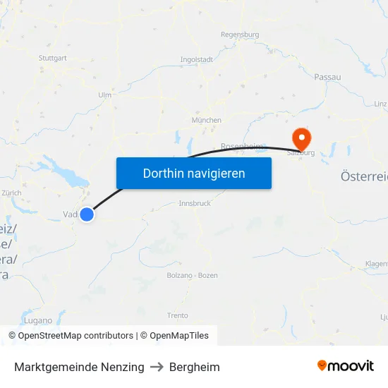 Marktgemeinde Nenzing to Bergheim map