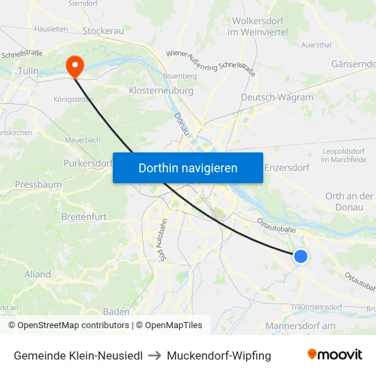 Gemeinde Klein-Neusiedl to Muckendorf-Wipfing map