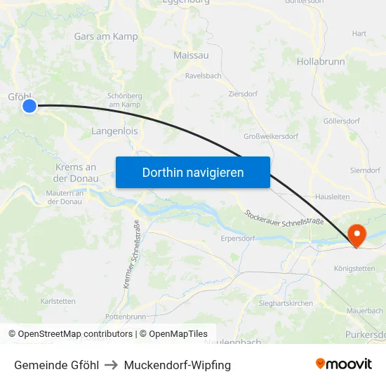Gemeinde Gföhl to Muckendorf-Wipfing map