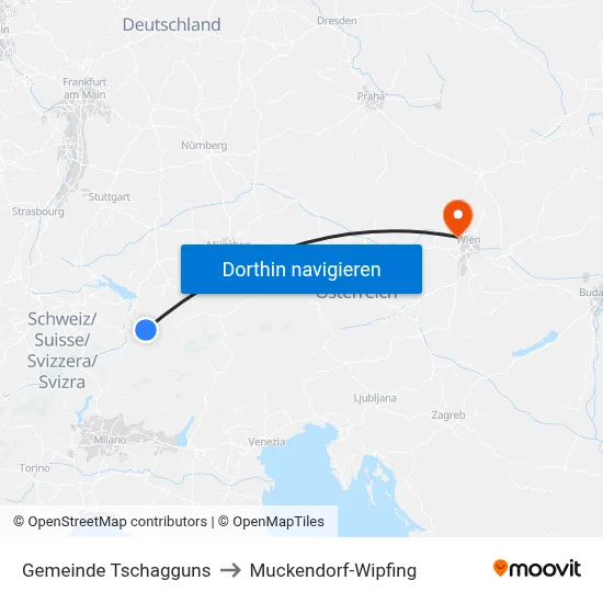 Gemeinde Tschagguns to Muckendorf-Wipfing map