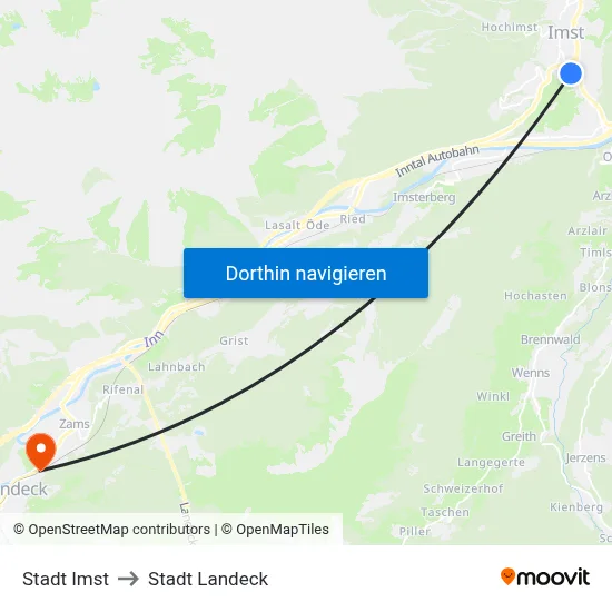Stadt Imst to Stadt Landeck map