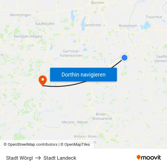Stadt Wörgl to Stadt Landeck map