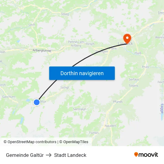 Gemeinde Galtür to Stadt Landeck map