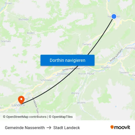 Gemeinde Nassereith to Stadt Landeck map