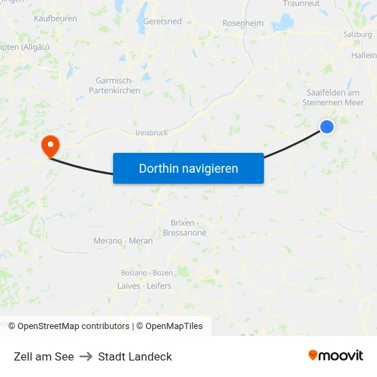 Zell am See to Stadt Landeck map