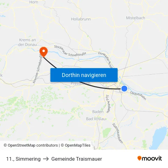 11., Simmering to Gemeinde Traismauer map