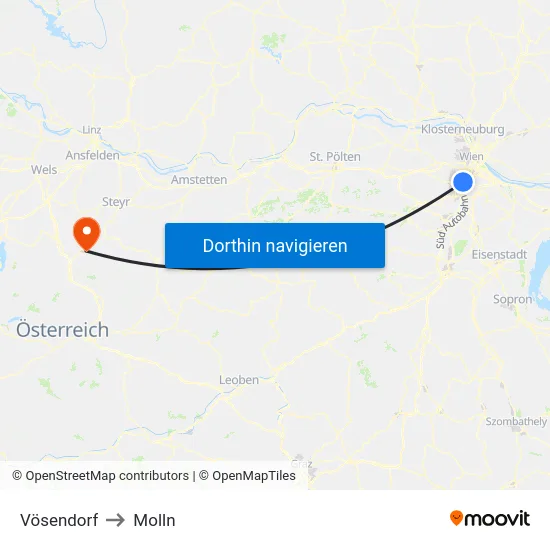 Vösendorf to Molln map