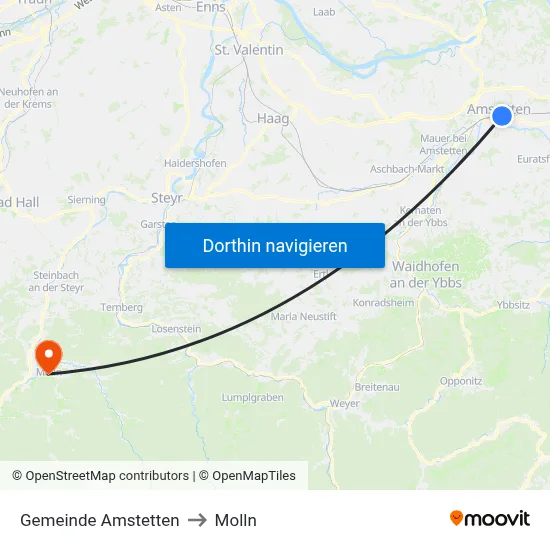Gemeinde Amstetten to Molln map