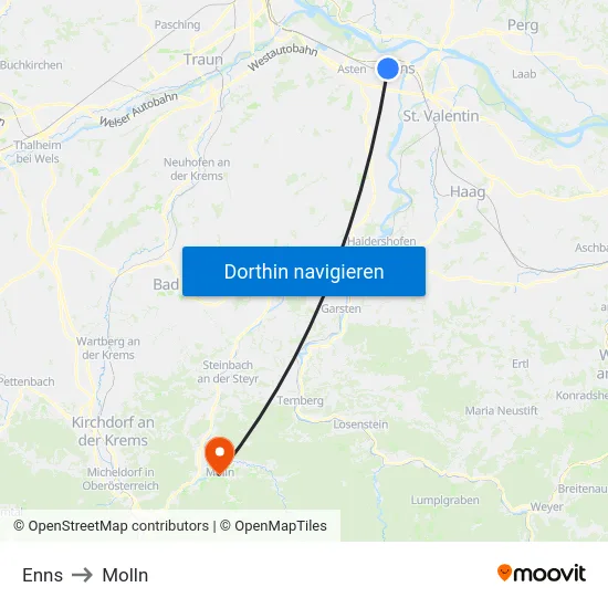 Enns to Molln map