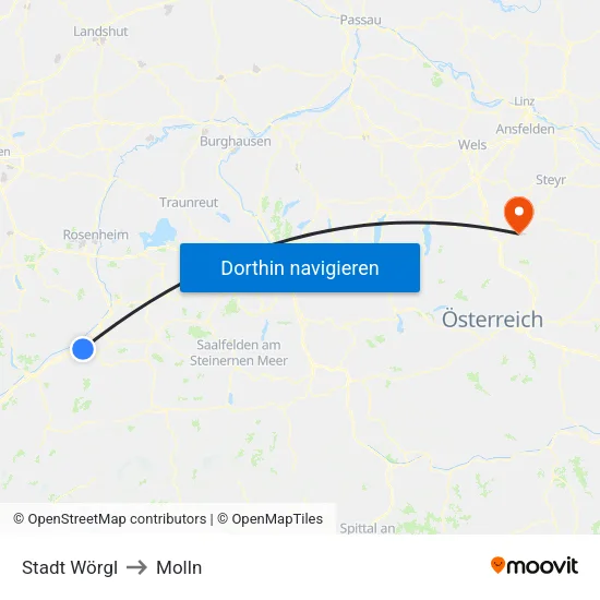 Stadt Wörgl to Molln map