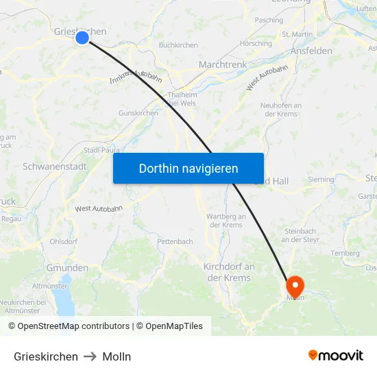 Grieskirchen to Molln map