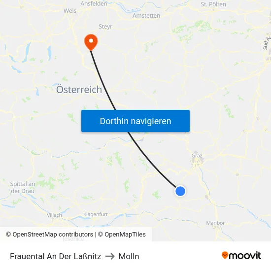 Frauental An Der Laßnitz to Molln map