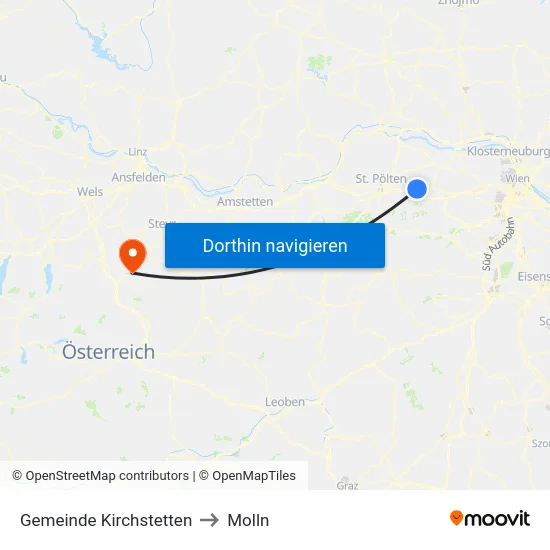 Gemeinde Kirchstetten to Molln map