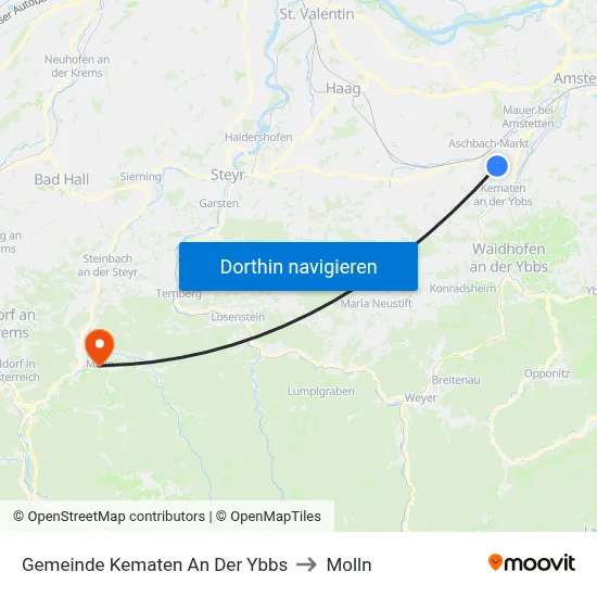Gemeinde Kematen An Der Ybbs to Molln map